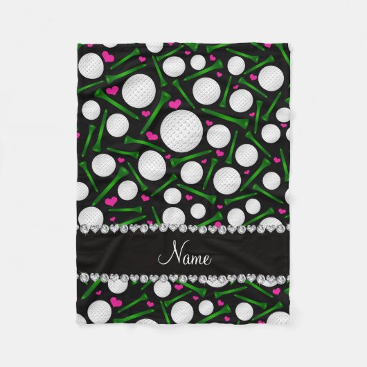 Persoonlijke naam zwarte golfballen t - shirts har fleece deken (Voorkant)