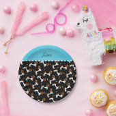 Persoonlijke naam zwarte haarhonden papieren bordje (Feest)