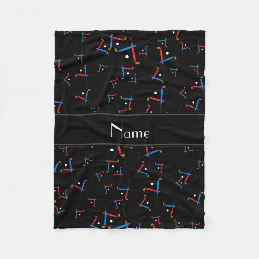 Persoonlijke naam zwarte hockey fleece deken (Voorkant)
