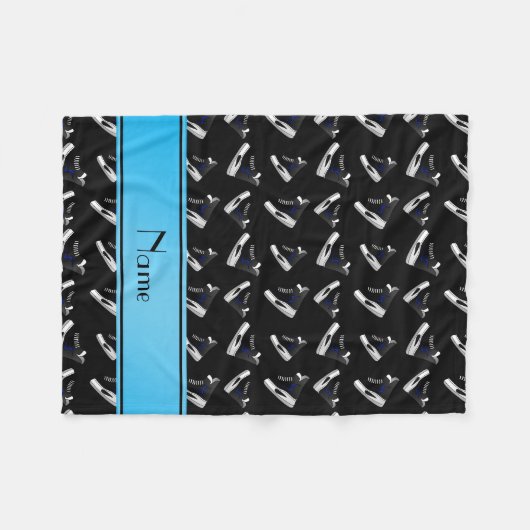 Persoonlijke naam zwarte hockeyschaatsen fleece deken (Voorkant (Horizontaal))