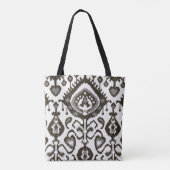 Persoonlijke naam zwarte Ikat Pattern Bridesmaid Tote Bag (Achterkant)