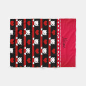 Persoonlijke naam zwarte katten rode hartenstrepen fleece deken (Voorkant (Horizontaal))