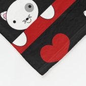 Persoonlijke naam zwarte katten rode hartenstrepen fleece deken (Hoek)