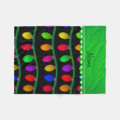 Persoonlijke naam zwarte kerstlichten fleece deken (Voorkant (Horizontaal))