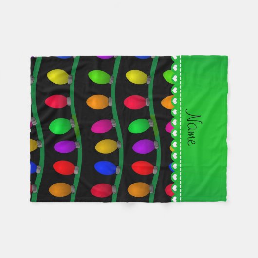 Persoonlijke naam zwarte kerstlichten fleece deken (Voorkant (Horizontaal))