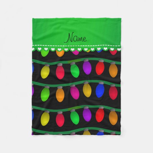 Persoonlijke naam zwarte kerstlichten fleece deken (Voorkant)