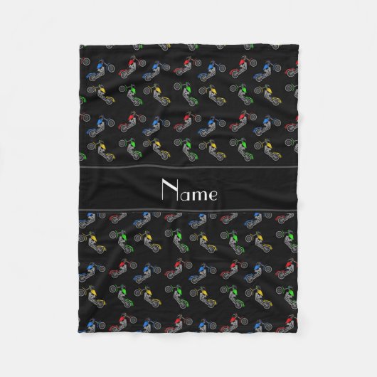Persoonlijke naam zwarte motorfietsen fleece deken (Voorkant)
