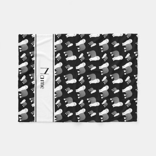 Persoonlijke naam zwarte oude Engelse Sheepdog-hon Fleece Deken (Voorkant (Horizontaal))