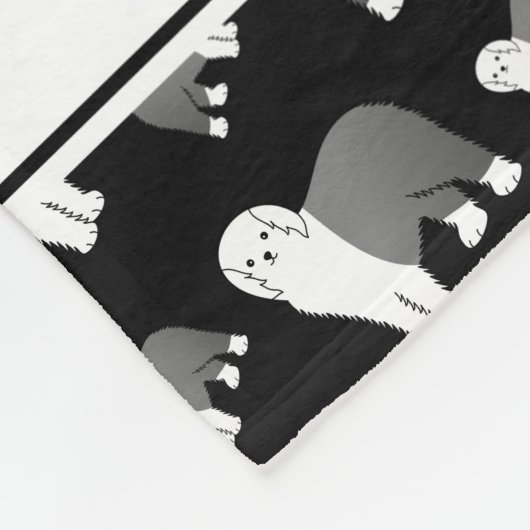 Persoonlijke naam zwarte oude Engelse Sheepdog-hon Fleece Deken (Hoek)