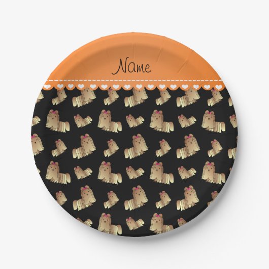 Persoonlijke naam zwarte shih tzu-honden papieren bordje (Voorkant)