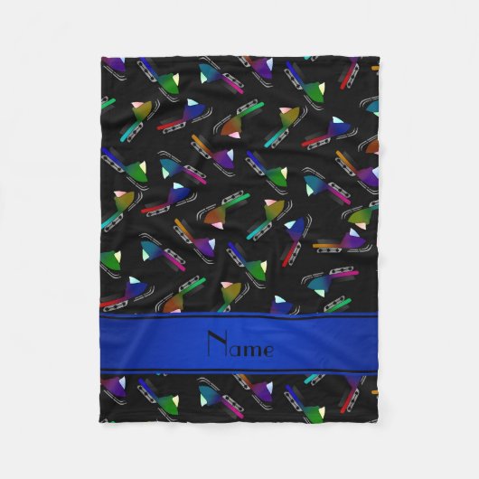 Persoonlijke naam zwarte sneeuwscooters fleece deken (Voorkant)