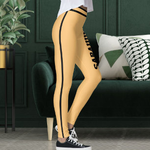 Persoonlijke naam zwarte strepen op maat gemaakte leggings