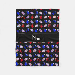 Persoonlijke naam zwarte truien rugbyballen fleece deken