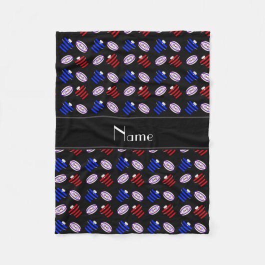 Persoonlijke naam zwarte truien rugbyballen fleece deken (Voorkant)