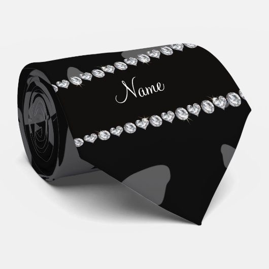 Persoonlijke naam zwarte vlinders stropdas (Opgerold)