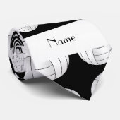 Persoonlijke naam zwarte volleybalballen stropdas (Opgerold)