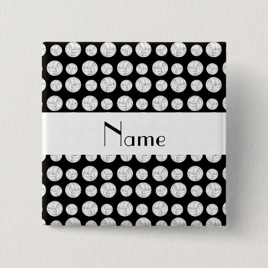 Persoonlijke naam zwarte volleybalballen vierkante button 5,1 cm (Voorkant)