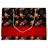 Persoonlijke naam zwarte vrachtwagens ladders large cadeautasje (Voorkant)