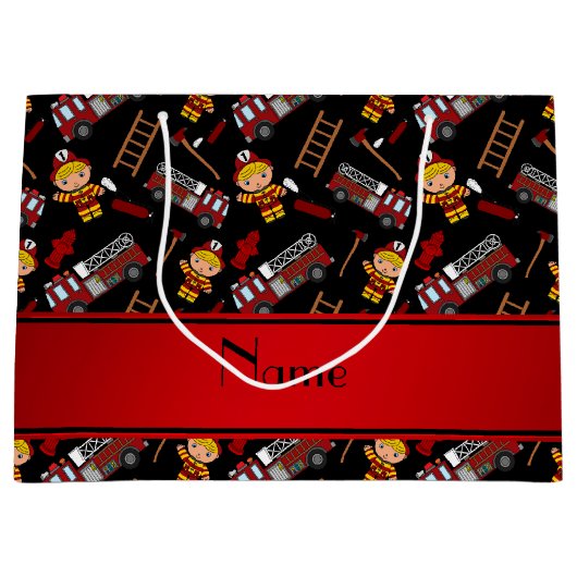 Persoonlijke naam zwarte vrachtwagens ladders large cadeautasje (Voorkant)