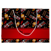 Persoonlijke naam zwarte vrachtwagens ladders large cadeautasje (Achterkant)