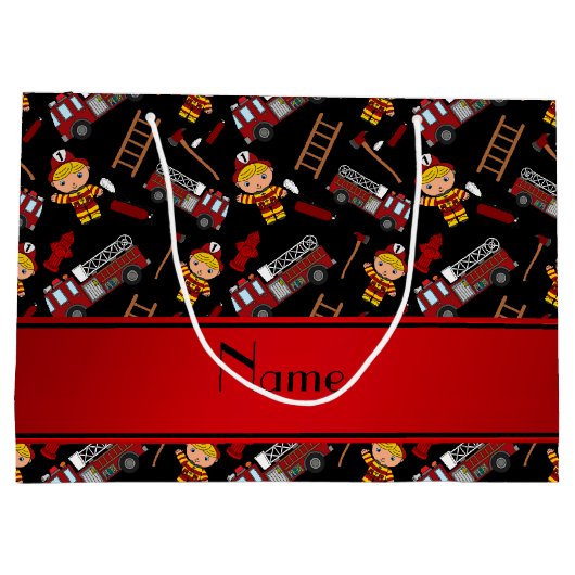 Persoonlijke naam zwarte vrachtwagens ladders large cadeautasje (Achterkant)