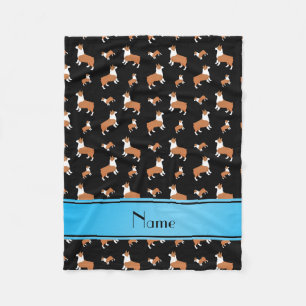 Persoonlijke naam zwarte Welsh corgi pembroke dogs Fleece Deken