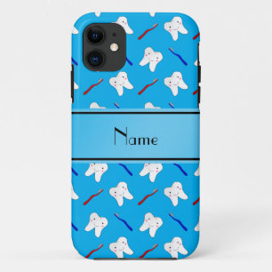 Persoonlijke naamblauwe borstels en tandenpatroon Case-Mate iPhone case