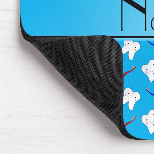 Persoonlijke naamblauwe borstels en tandenpatroon muismat (Hoek)