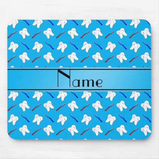Persoonlijke naamblauwe borstels en tandenpatroon muismat (Voorkant)