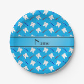Persoonlijke naamblauwe borstels en tandenpatroon papieren bordje (Voorkant)