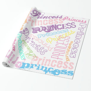 Persoonlijke naamcollage-cadeaupapier in pasteltin cadeaupapier