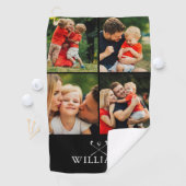 Persoonlijke naamgolfclubs 4 foto collage golfhanddoek (Insitu)