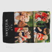 Persoonlijke naamgolfclubs 4 foto collage golfhanddoek (Horizontaal)