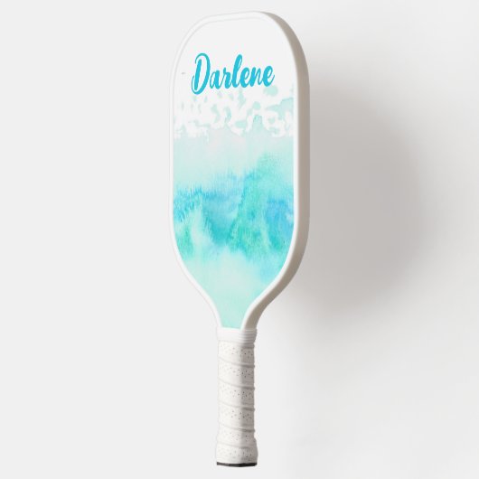 Persoonlijke naamgolven op het strand pickleball paddle (Links)