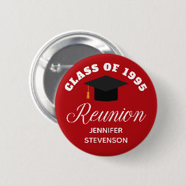 Persoonlijke naamkaart voor middelbare school reün ronde button 5,7 cm