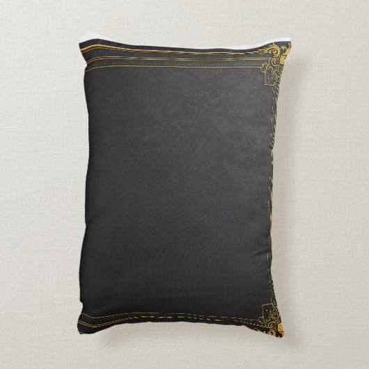 Persoonlijke naamkussen – Zwart & Goud Elegant ont Accent Kussen (Achterkant (Verticaal))