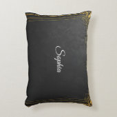 Persoonlijke naamkussen – Zwart & Goud Elegant ont Accent Kussen (Voorkant(Verticaal))