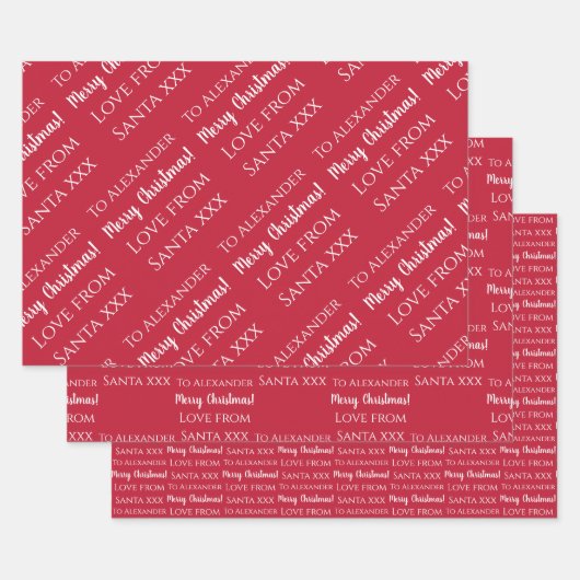 Persoonlijke naamliefde van santa red inpakpapier vel (Set)