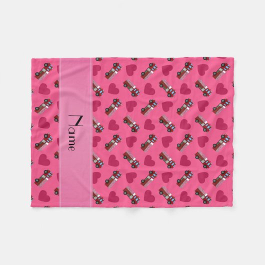 Persoonlijke naamloze roze brandweerauto's fleece deken (Voorkant (Horizontaal))