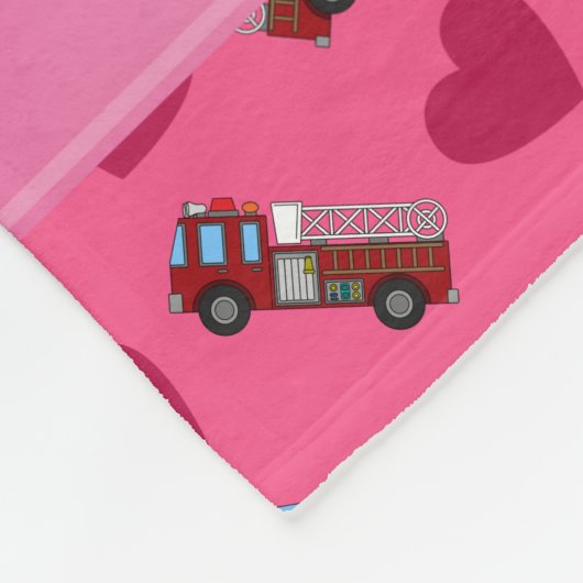 Persoonlijke naamloze roze brandweerauto's fleece deken (Hoek)