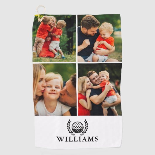 Persoonlijke naammonogram 4 foto golfhanddoek (Voorkant)