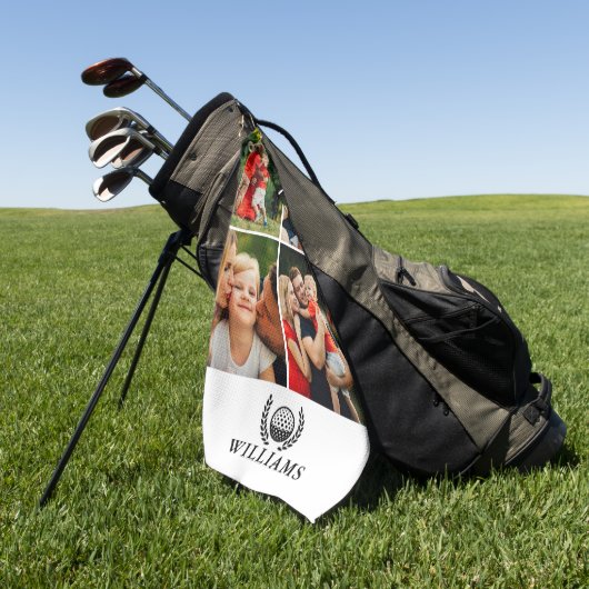 Persoonlijke naammonogram 4 foto golfhanddoek (Groen)