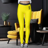 Persoonlijke naammonogram geel zwart gestreept leggings