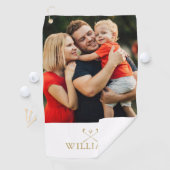 Persoonlijke naammonogram gouden foto golfhanddoek (Insitu)