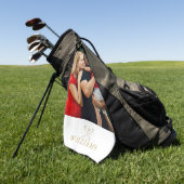 Persoonlijke naammonogram gouden foto golfhanddoek (Groen)