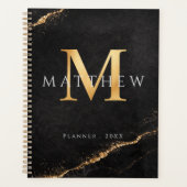 Persoonlijke naammonogram gouden zwarte planner (Voorkant)