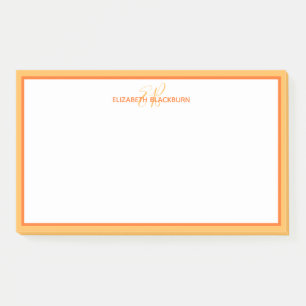 Persoonlijke naammonogram initialen oranje post-it® notes