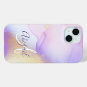 Persoonlijke naammonogram paarse waterverf luxe Case-Mate iPhone case (Achterkant (horizontaal))