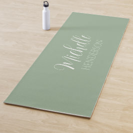 Persoonlijke naammonogram Saliegroen Yogamat