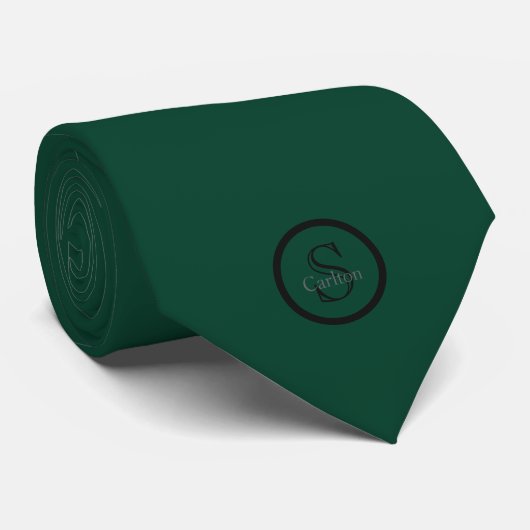 Persoonlijke naammonogram smaragdgroen zwart stropdas (Opgerold)